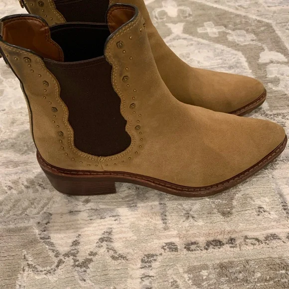 Coach Tan Suede Ankle Boots